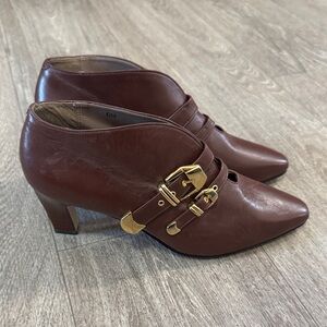 Caressa brown leather ankle booties women’s sz 6M